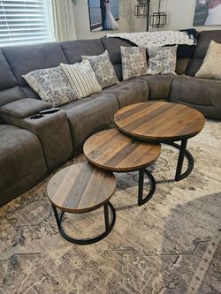 Industrial Set Style  wood-Metal Nesting  Coffe table Set of 3