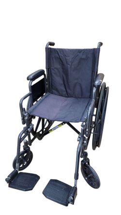 Dalton Medical Standard Manual Wheelchair. Black Steel Frame & Flame-Retardant Nylon Upholstery.