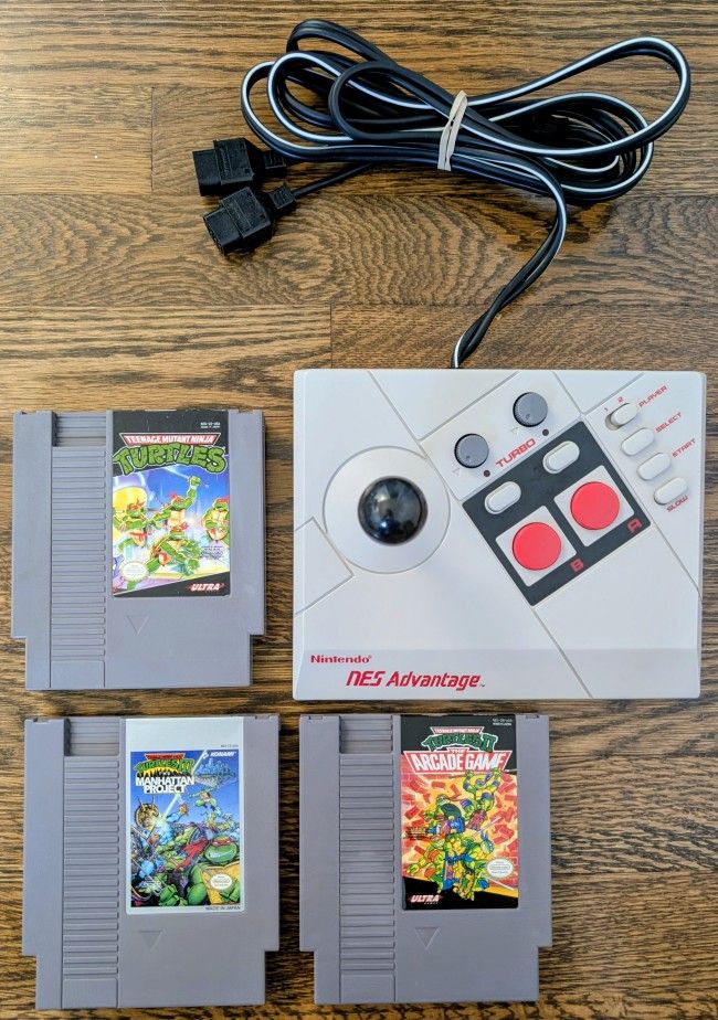 🕹️ Nintendo NES Advantage Controller + Teenage Mutant Ninja Turtles Game Lot 🐢