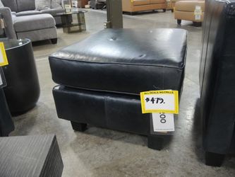 Black Leather Ottoman - Rocky Mountain Leather