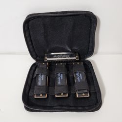 Lot of 4 Hohner Hot Metal Harmonica & Hohner Hoodoo Blue Harmonicas With Case