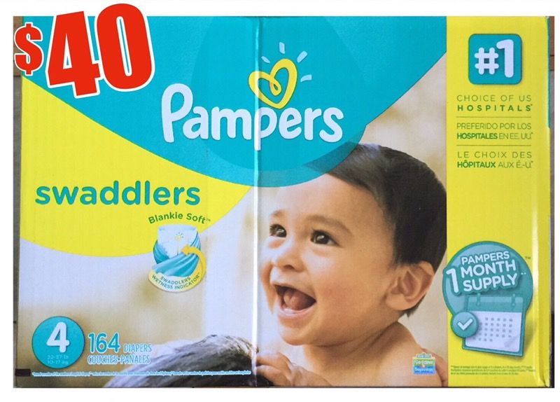 Pampers Swaddlers Diapers Size 4, 164 count (1 month supply box)