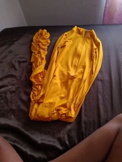 Cute Casual Yellow Long Pants Dress