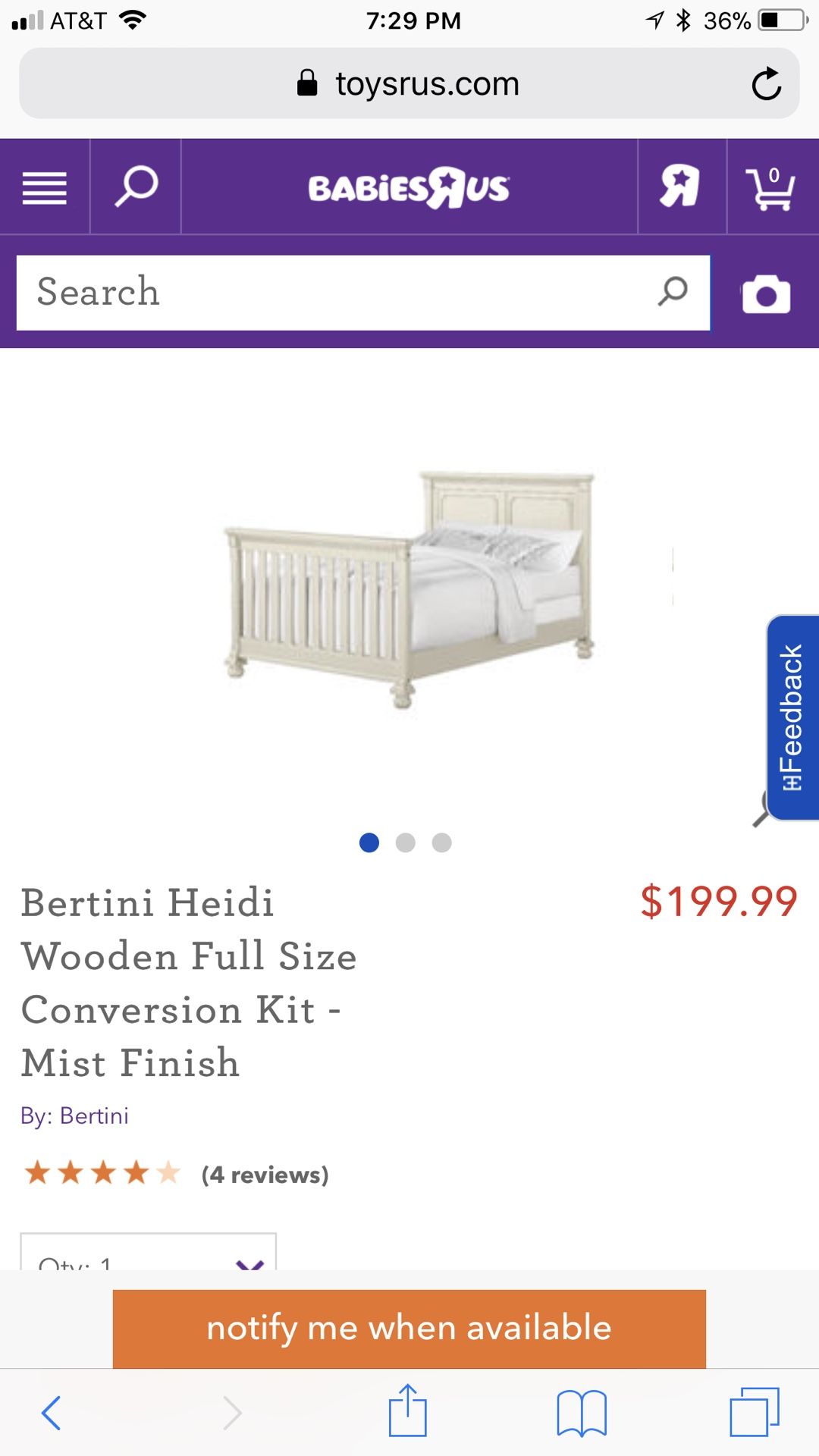 Toys r us crib conversion kit top
