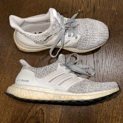 Womens Gray White Adidas Ultraboost Gym Running Shoes Sneakers