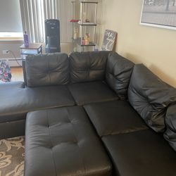 Black Sofa w/ Ottoman 