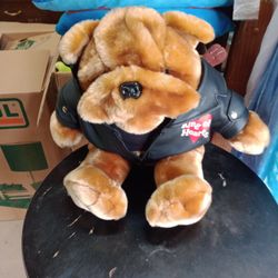 King Of Hearts 18" Plush Bulldog In Leather Jacket 