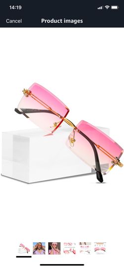 Rimless Rectangle Sunglasses Women Men Trendy Square Y2K Glasses Retro Frameless Eyewear Gradient Lens