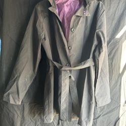 New, Cute Animal Rescue Site Raincoat.   Size Large.  Black With Purple.