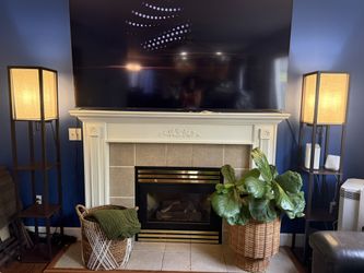 Set of 2 Modern Floor Lamps with Shelves – Warm Ambient Lighting