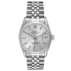 1988 Men's Rolex 36mm Vintage DateJust Stainless Steel Watch with Silver Dial and Fluted Bezel. (Pre-Owned 16014)