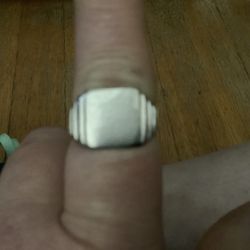 14k White Gold Signet Ring 7 Grams