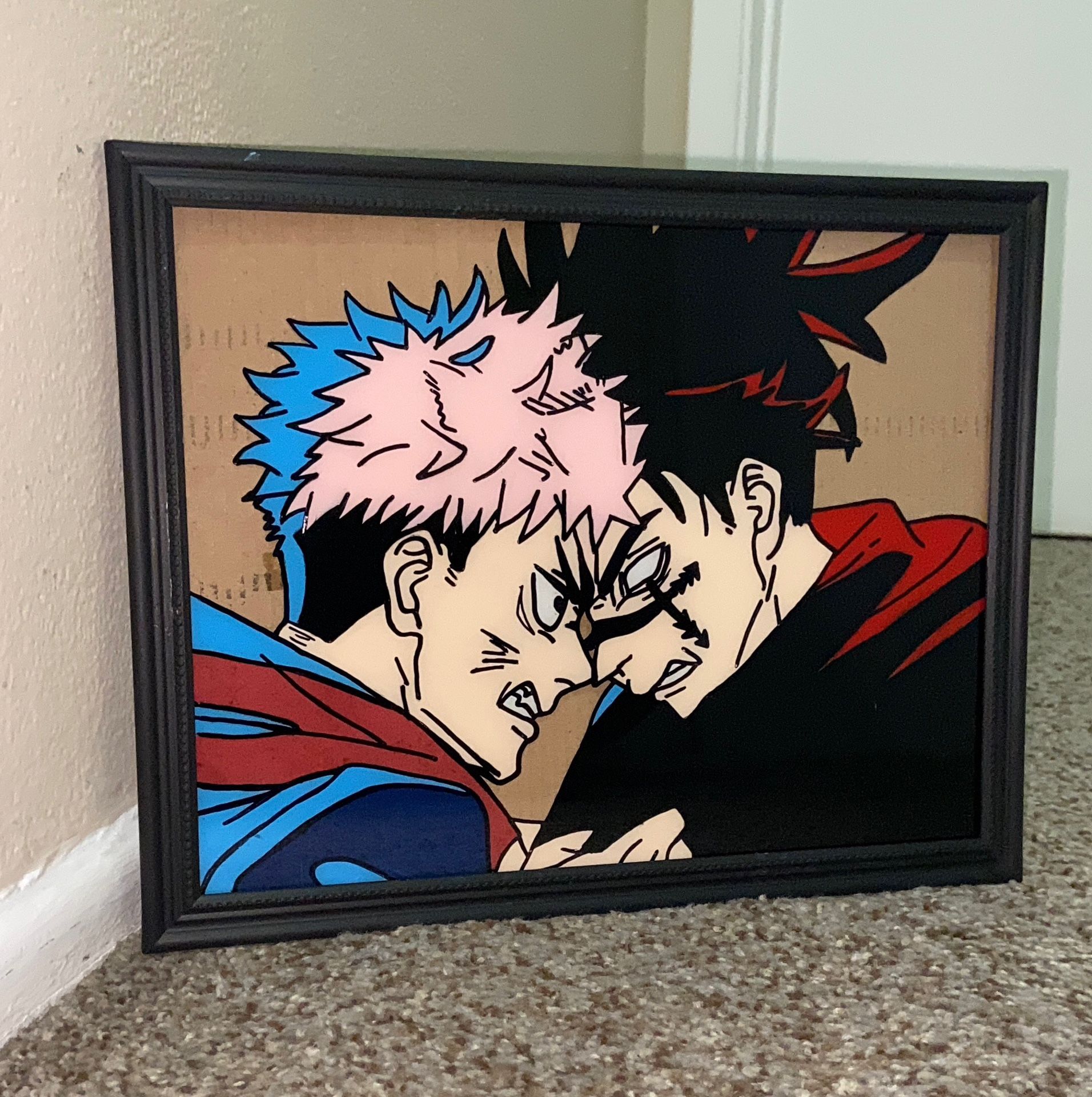 Glass Anime Painting Jujutsu Kaisen Custom Portraits Of Friends, Family, & Pets. LOCATED IN COVINA