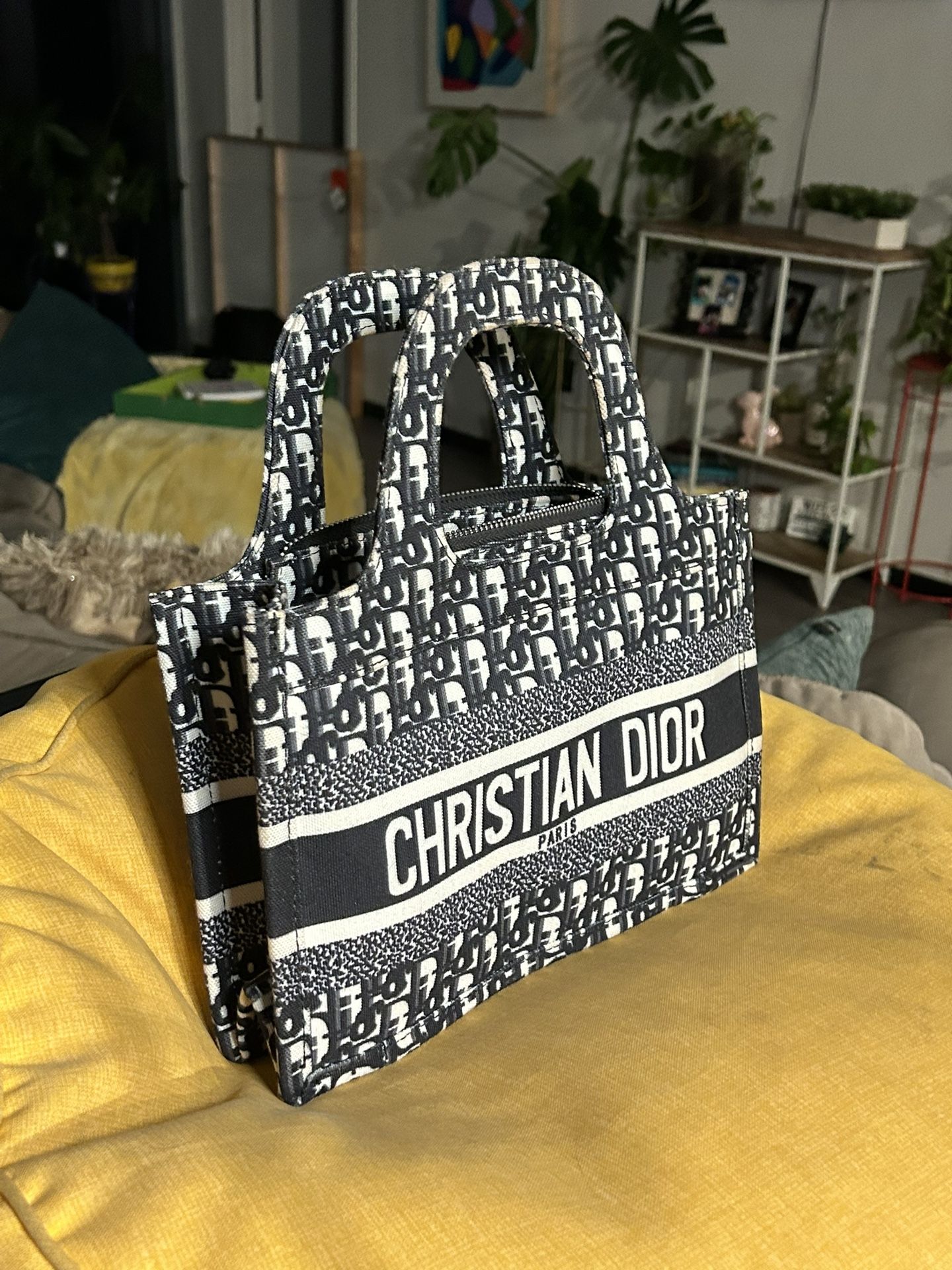 : Christian Dior Book Tote Bag – BLUE & White Monogram