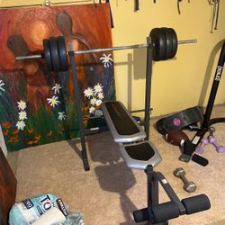 Bench And Weights Total 120lb, Boxing Bag Height 5 Ft 9inches