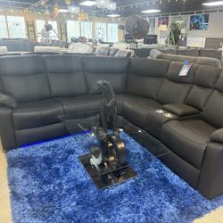 Black Reclining Sectional With Led Lights Only $999