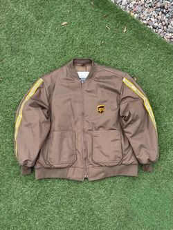 Vintage UPS Jacket Mens XL Brown Bomber Thinsulate Reflective G.A. Rivers USA