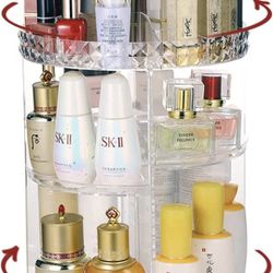 Brand New Rotating Makeup Organizer For Vanity - 360 Degree Cosmetic Rotating Storage Organizer - 7 Adjustable Layers - Perfume Display Stand (Crystal