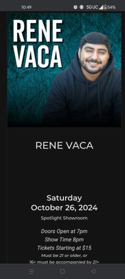 Rene Vacca Saturday Night At Spotlight 29 Casino 