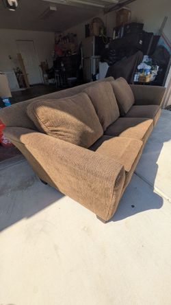 Brown Fabric 3-Seat Sofa Couch w/mattress