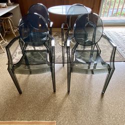 s/4 Gray Acrylic “Louis” Dining Chairs