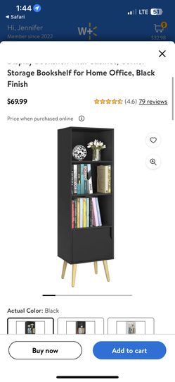Black 4 Tier Bookshelf With Door 