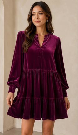 Burgundy Velvet Tiered Mini Dress
