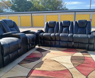 Power Leather Recliners Set