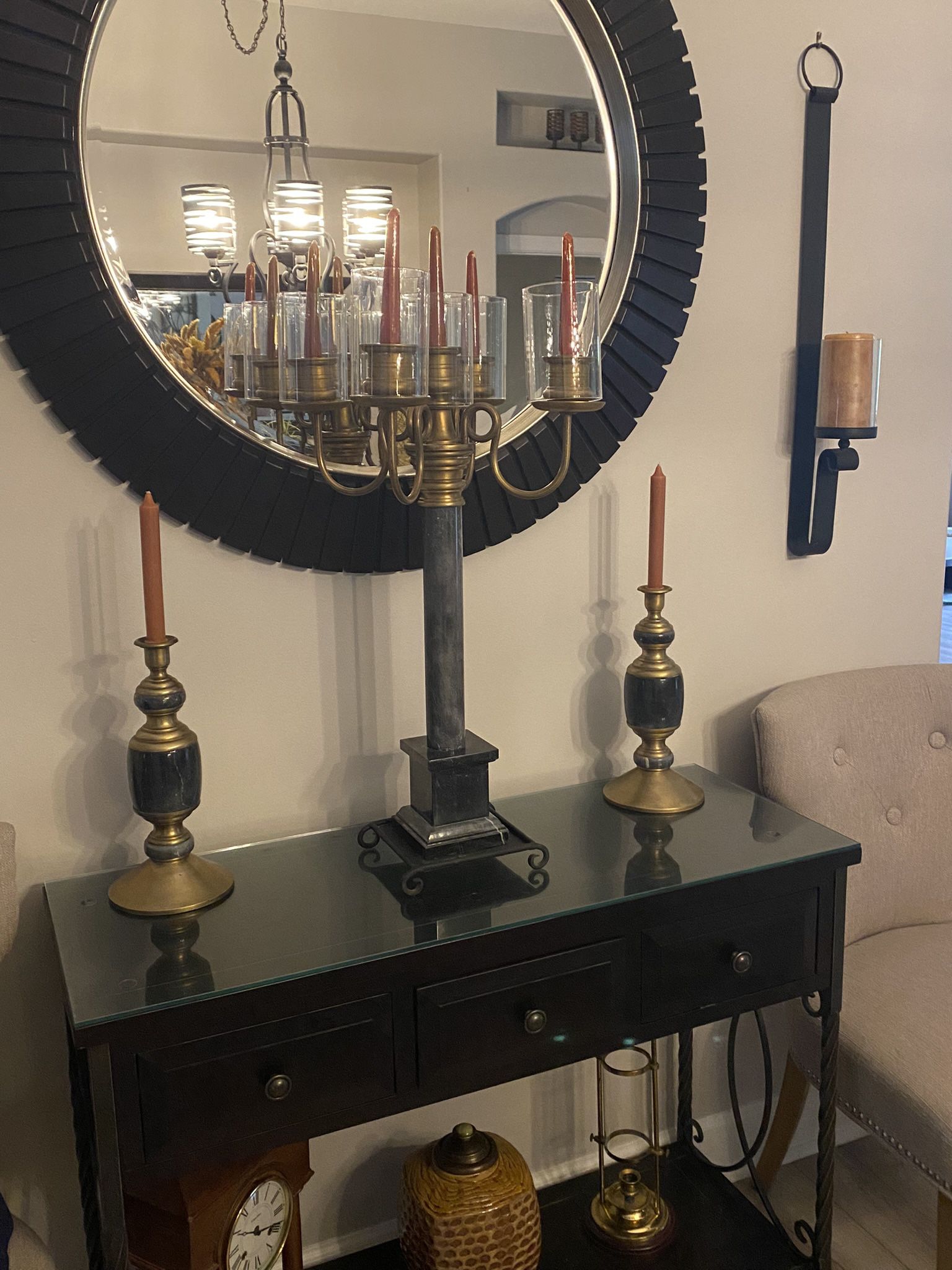 Marble And Brass Candelabra  