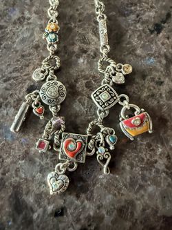 Retire Enamel Multi Charm, Brighton Necklace And Gemstone Heart Necklace, Both Reversible