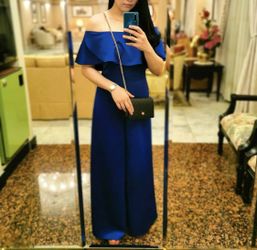 Off Shoulder Jumpsuit Royal Blue Medium