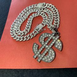 Long 26” with manifest, money Piece titanium black lab stones