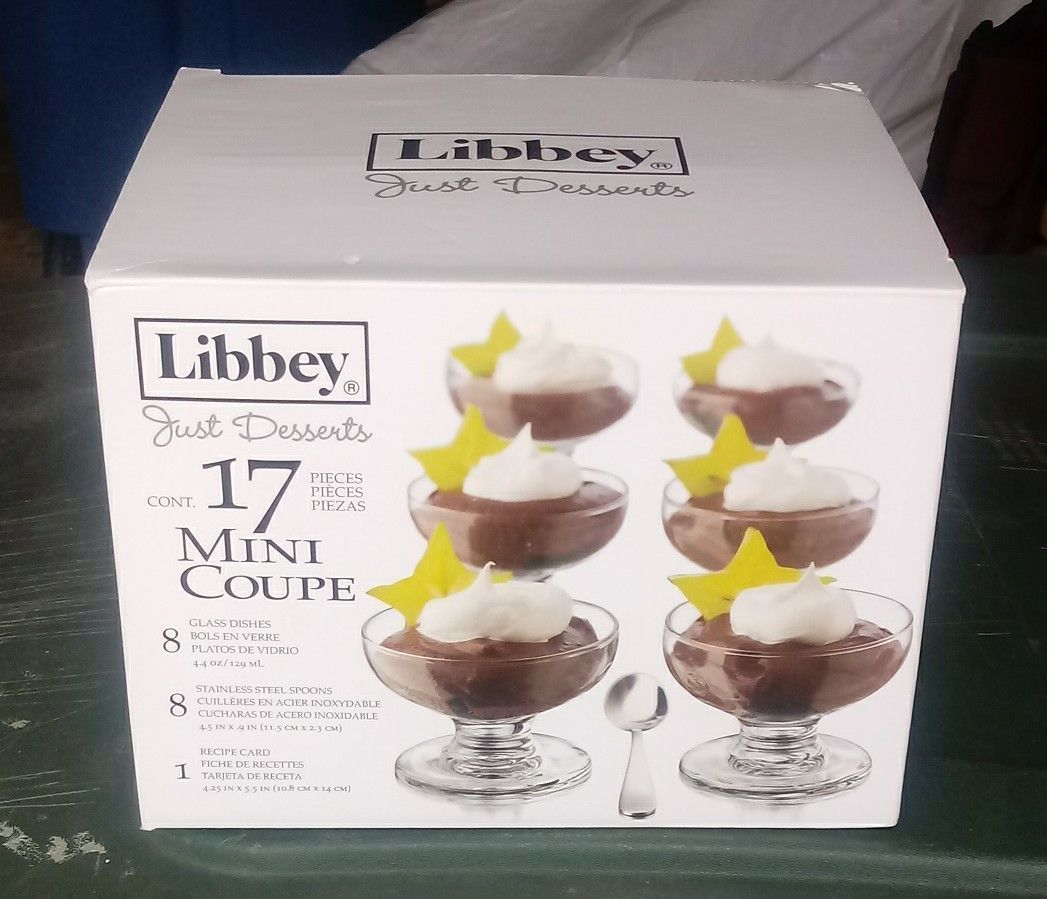 NEW LIBBEY JUST DESSERTS 17 PC MINI COUPE BOWL SET