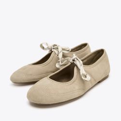 Women's suede flat shoes (Beige Color)
