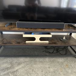 Brown Wooden & Metal TV Stand / Entertainment Center
