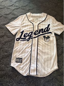 Disney Mickey Mouse Legend Baseball Jersey White Black Adult Size XS