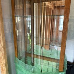 Wooden Stand With Glass Shelves 