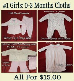 Baby Girls Cloths Size 0-3 Months Old