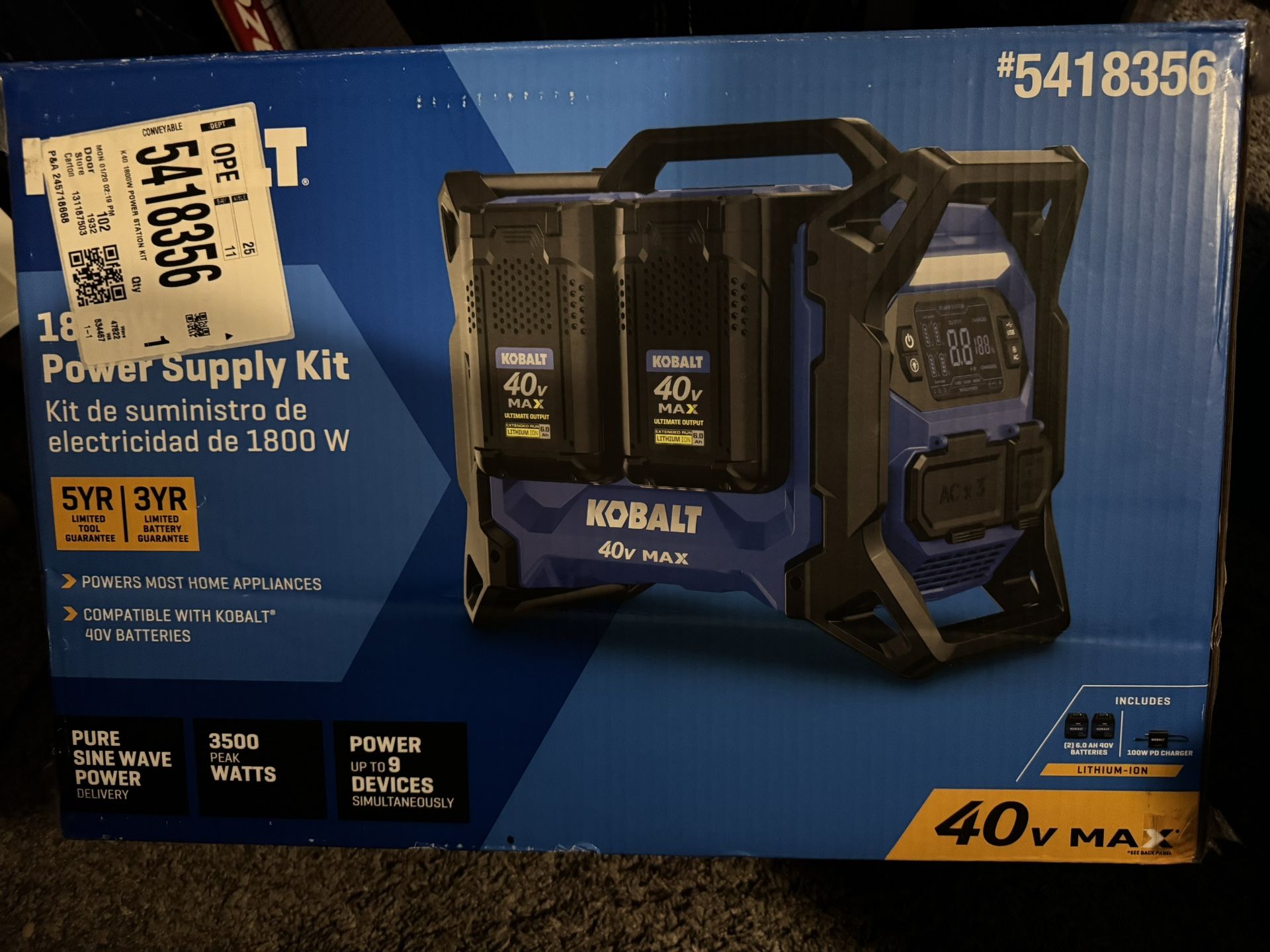 Kobalt K40 1800-Watts Portable Power Station Item #(contact info removed) | Model #KBS 1040A-03