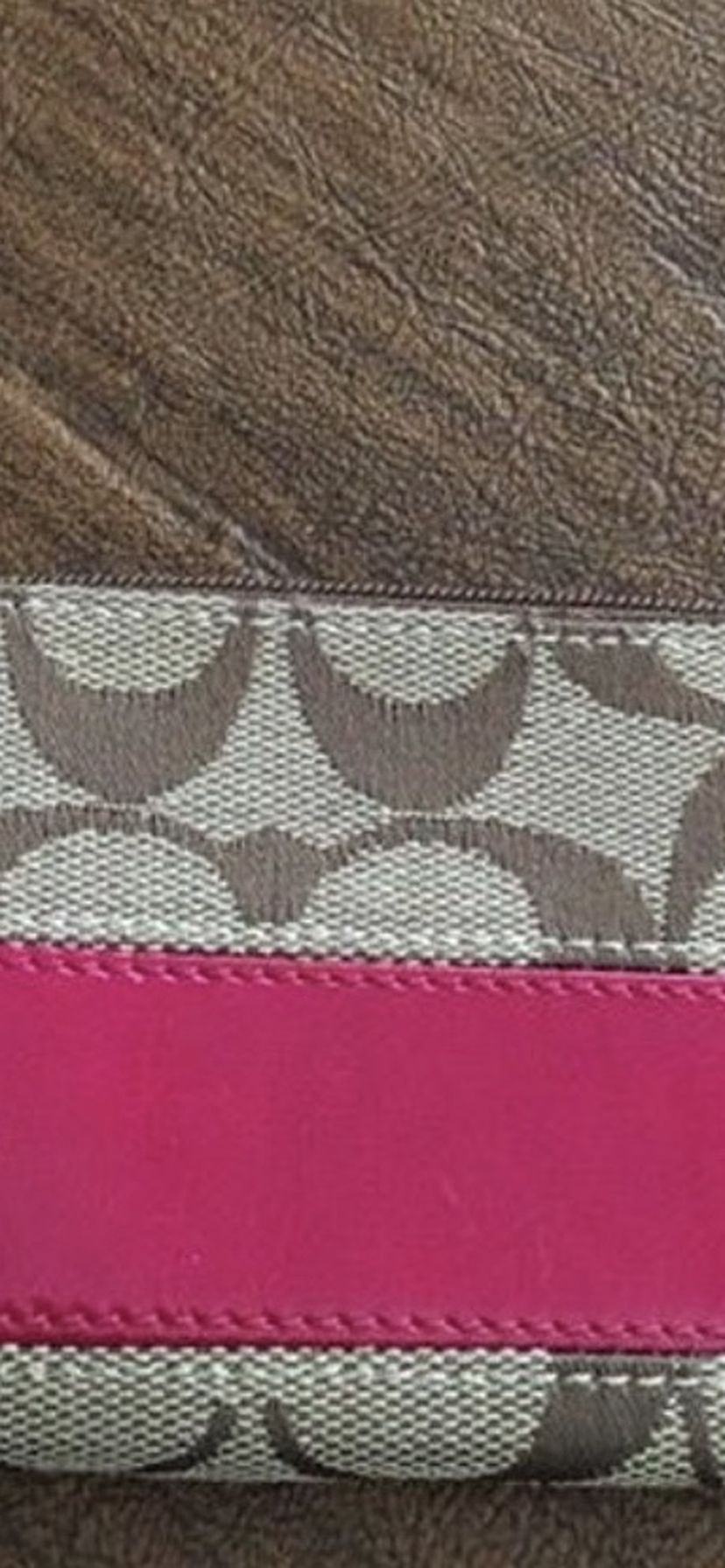 Coach Small Signature Wallet With Pink Stripe