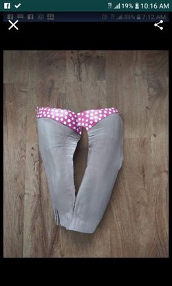 Pink polka dot bikini beach palm tree frond art