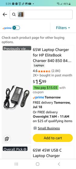 New EBKK 65W Laptop Charger 