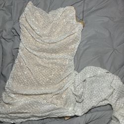 Strapless White Sequin Dress