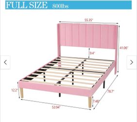 Alazyhome Upholstered Platform Bed Frame - Pink - Full
