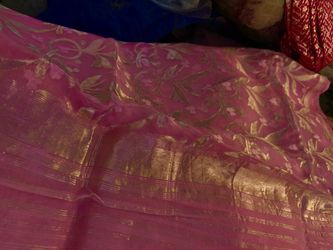 combination Light pink  with golden combination gorgeous party sari