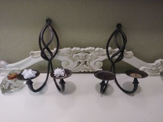 2 wrought iron candle holder/wall sconces