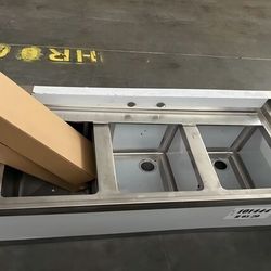 Clearance 38 ins 3 Compartment Bar Sink with Faucet 101444H0612