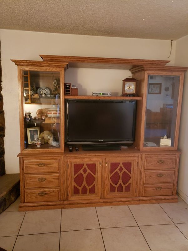 Solid Oak Entertainment Center80 firm for Sale in Fontana, CA OfferUp