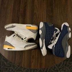 Jordan 3s (laser Orange)And 13s (flint)