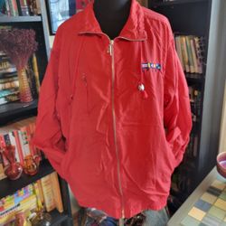 Catalina Vintage Women Lightweight Red Front Zip Sport Windbreaker Jacket Sz XL